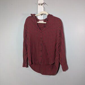 Urban Outfitters Red and Black Plaid Long Sleeve Button Down - M Medium